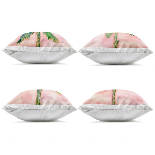 Stupell Industries 18" x 18" Pink Summer Palm Tree Leaves Outdoor Print Throw Pillow Set
